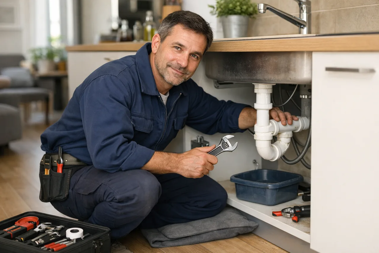 Intervention plombier à Achères : artisan au travail